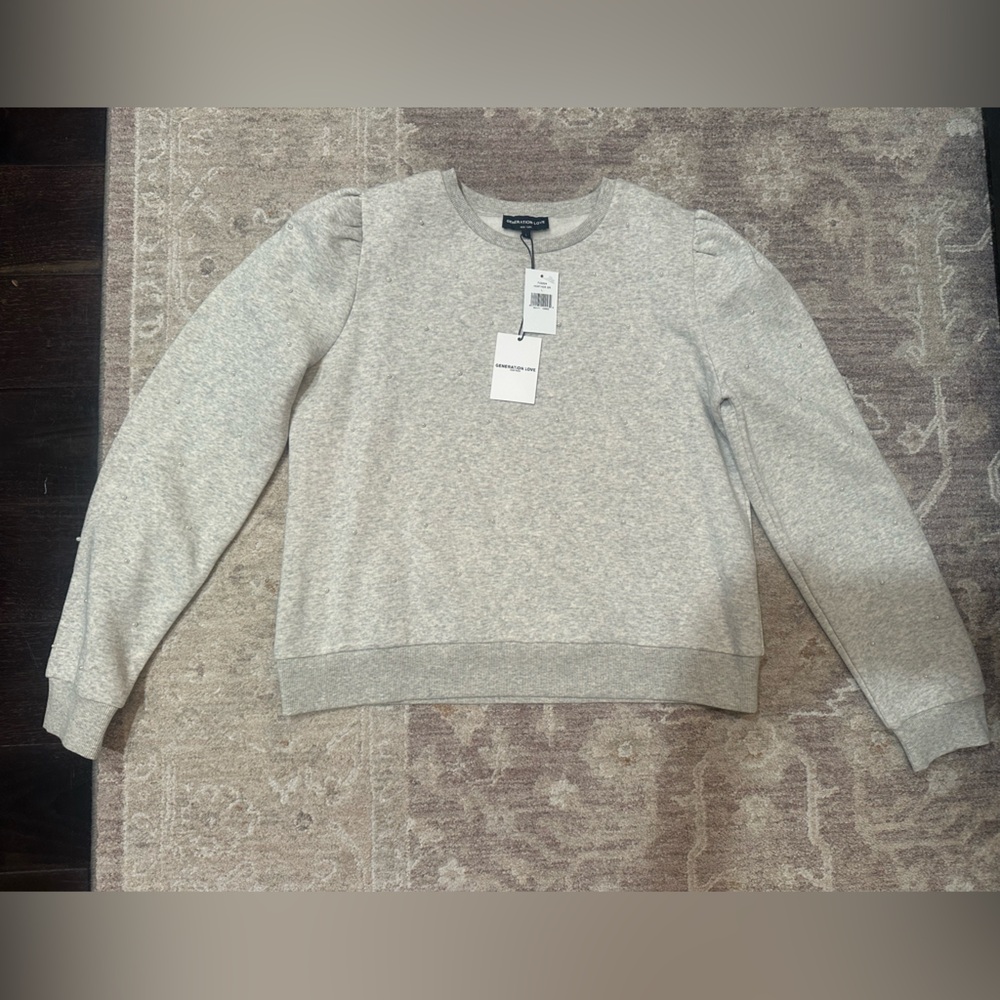 GENERATION LOVE Eleanor Faux Pearl Sweatshirt Size Large NWT